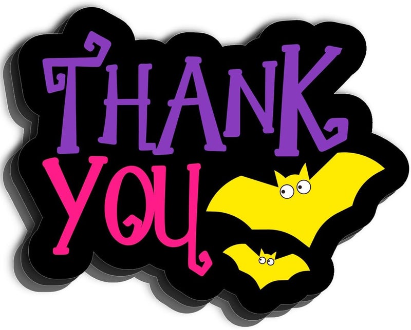 WUZYOU Halloween Business Stickers, Thanks You Labels for Online Stores Retail Shops and Small Businesses, Spooky Bat Design Perfect for Packages and Gift Wrapping, 200 PCS - Image 1